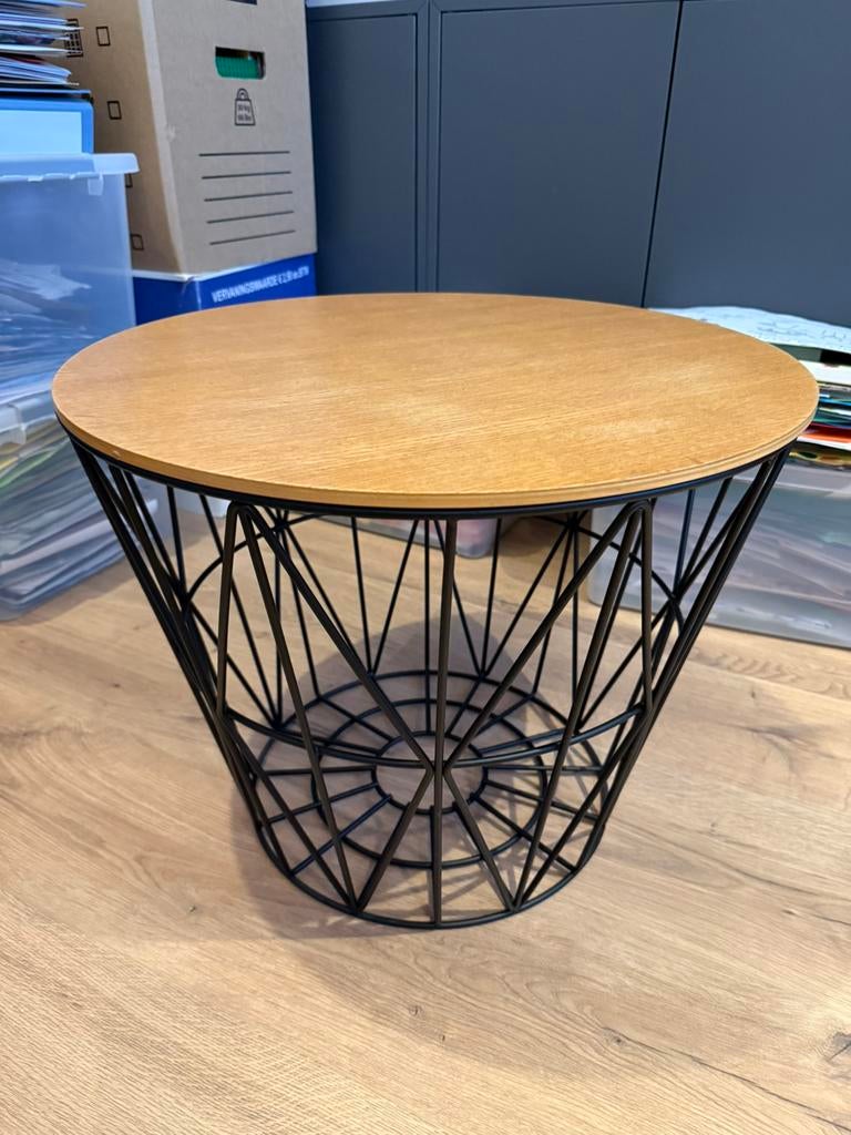 Ferm Living draadmand met houten deksel, Ophalen of Verzenden, Gebruikt, Rond, Minder dan 55 cm