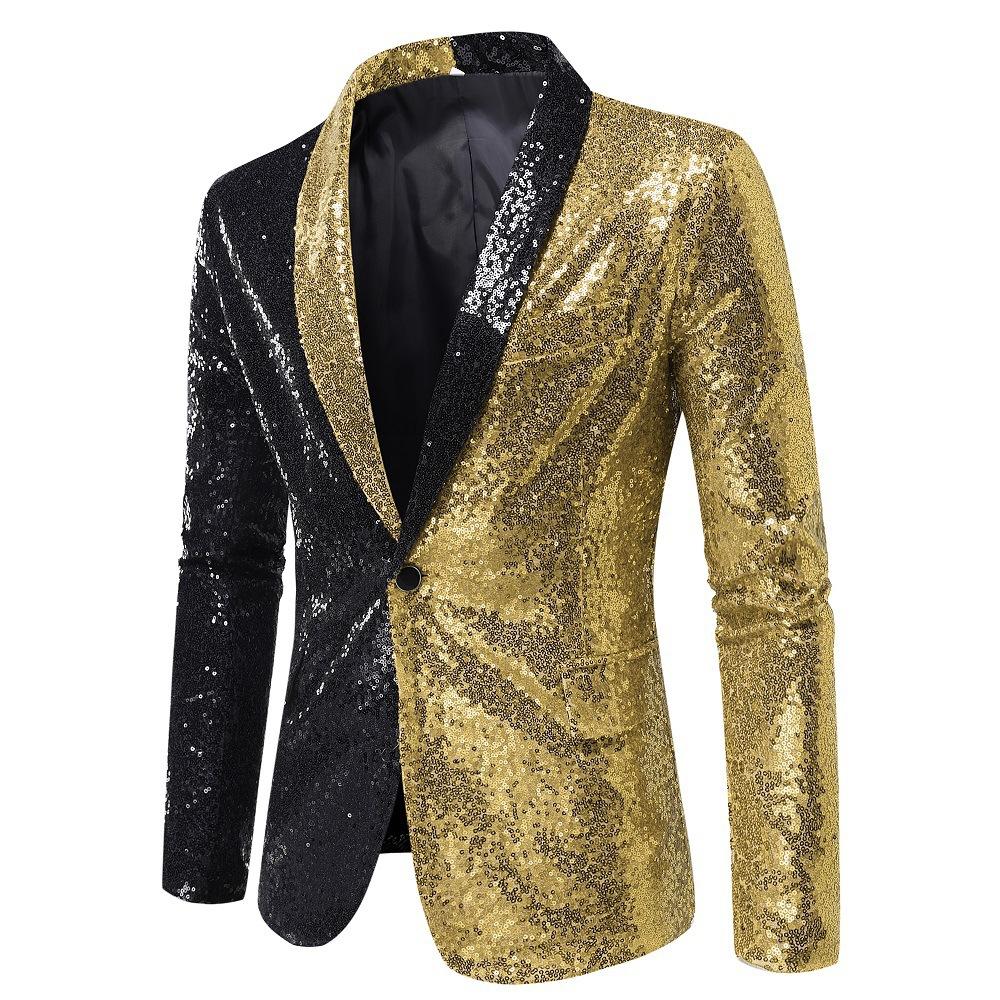 Heren gouden zwart glitter colbert / mannen blazer paillet, Verzenden, Nieuw, Overige maten, Overige kleuren