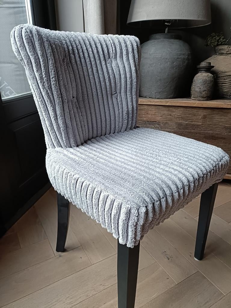 Eetkamerstoel 6 stuks grijs rofra home, Ophalen, Gebruikt, Grijs, Stof