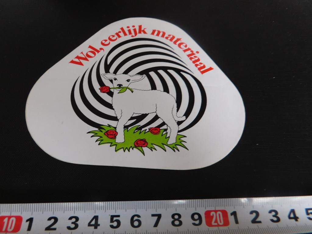 sticker wol, eerlijk materiaal - logo schaap lam, Verzamelen, Stickers, Zo goed als nieuw, Ophalen