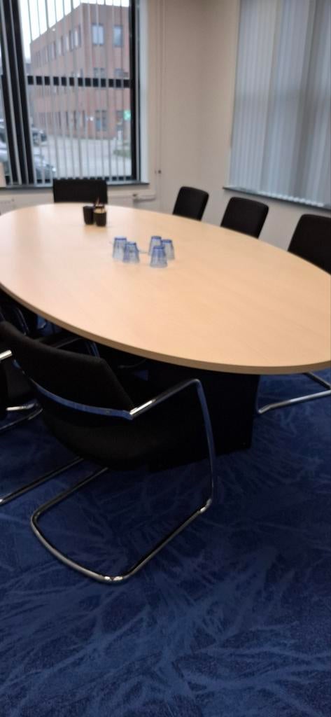 Vergadertafel met stoelen 300 bij 120 cm, Huis en Inrichting, Tafels | Eettafels, Ophalen of Verzenden, Rechthoekig, 200 cm of meer