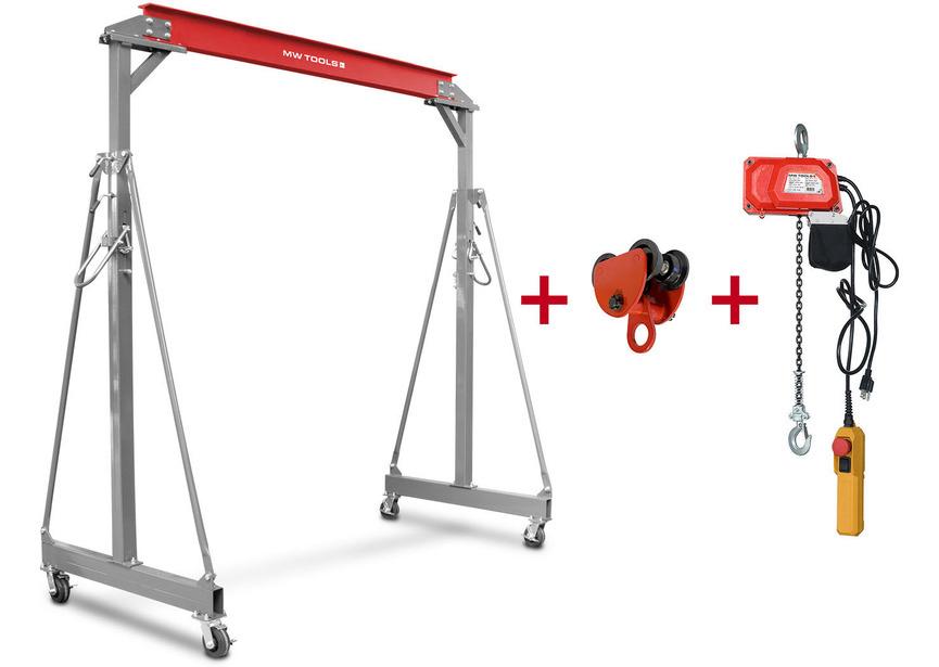 Portaalkraan 1T + kettingtakel en loopkat MW Tools / Nieuw, Doe-het-zelf en Verbouw, Lieren en Takels, Nieuw, Ophalen