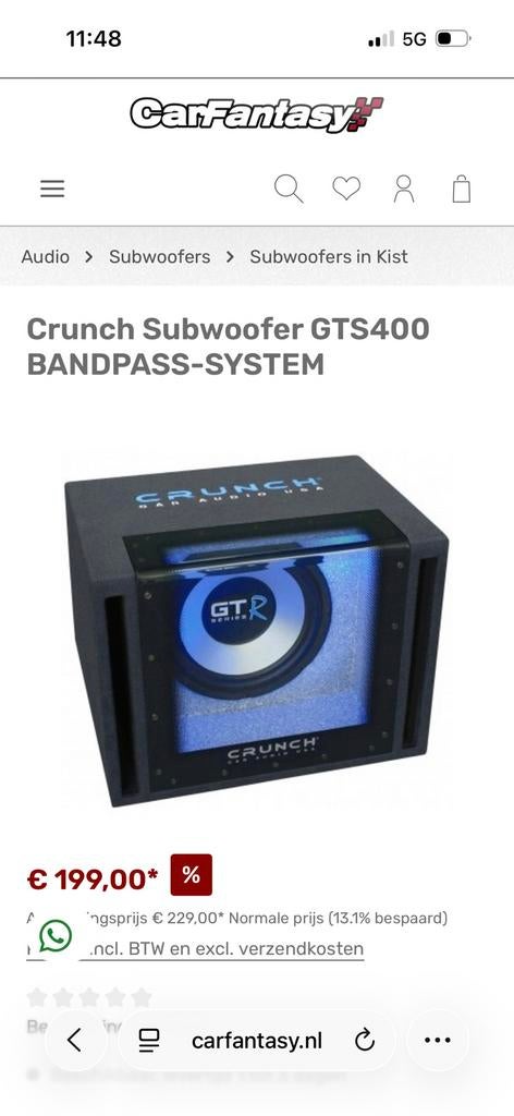 400 watt RMS subwoofer, Ophalen, Zo goed als nieuw