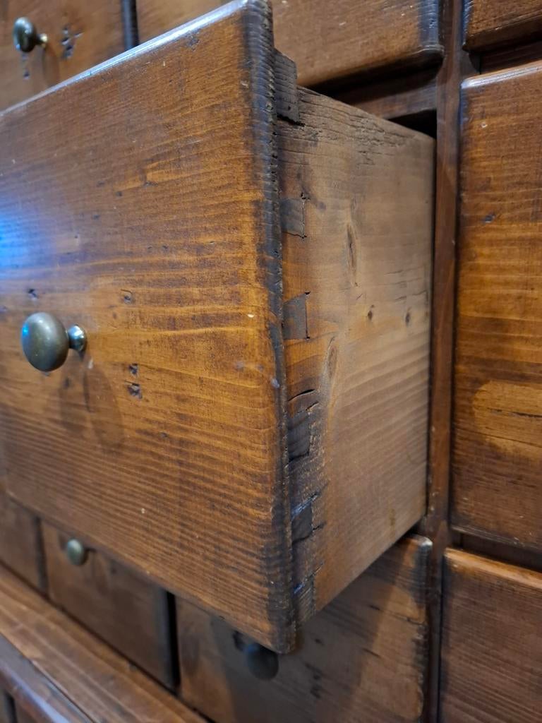 XL vintage/antieke houten apothekerskast, houten ladekast, Ophalen