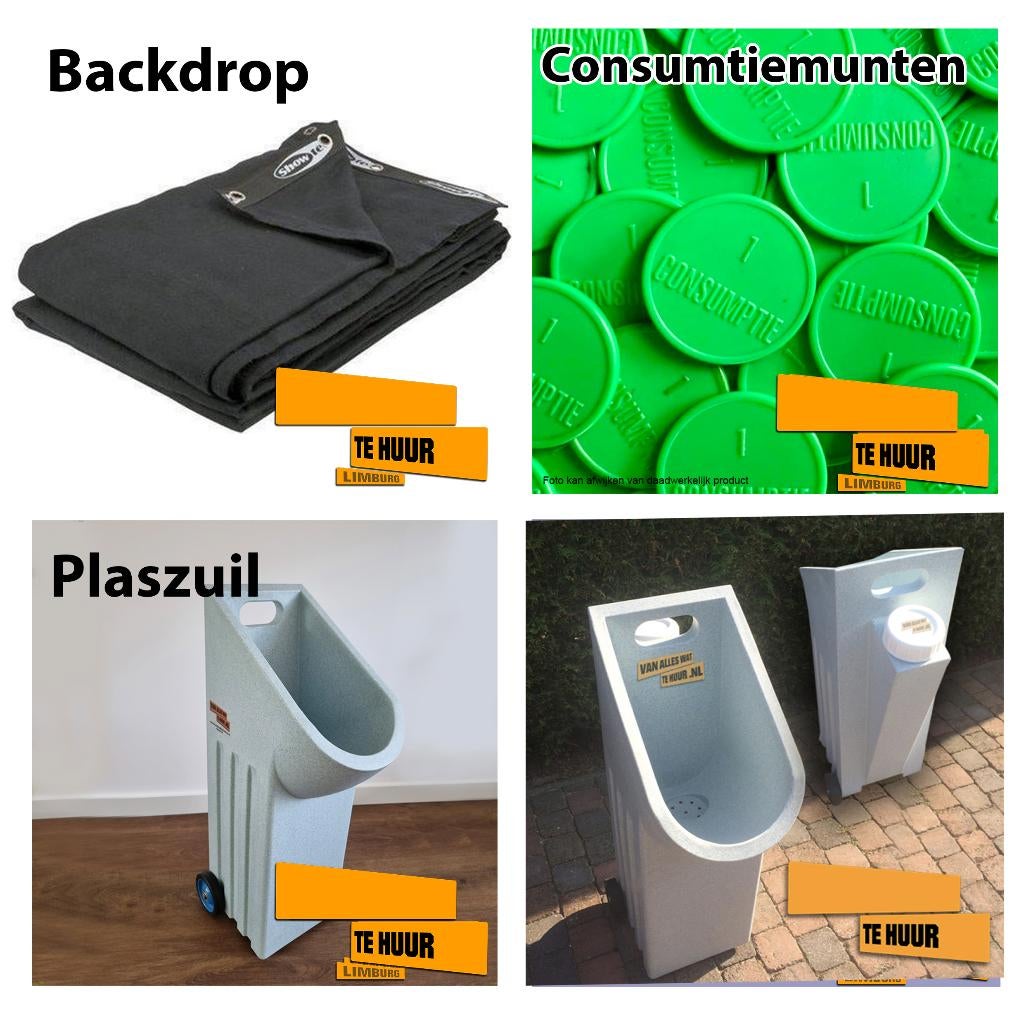 Consumptiemunten, Backdrop, bierpullen (Te Huur), Ophalen of Verzenden, Nieuw, Overige