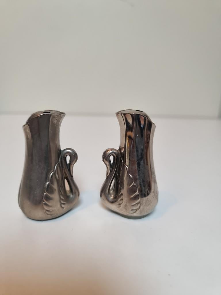 Vintage Zwaan Zout- en Pepervaatjes Set, Antiek en Kunst, Antiek | Goud en Zilver, Ophalen of Verzenden