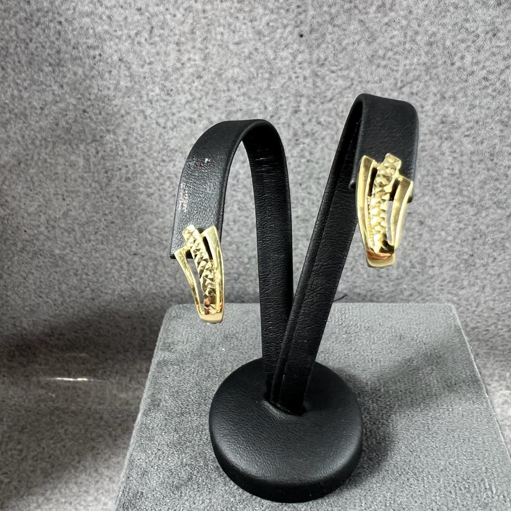 Gouden Oorbellen | 14k | 2,3g | klapcreolen | 406182, Ophalen of Verzenden, Goud, Goud, Hangers