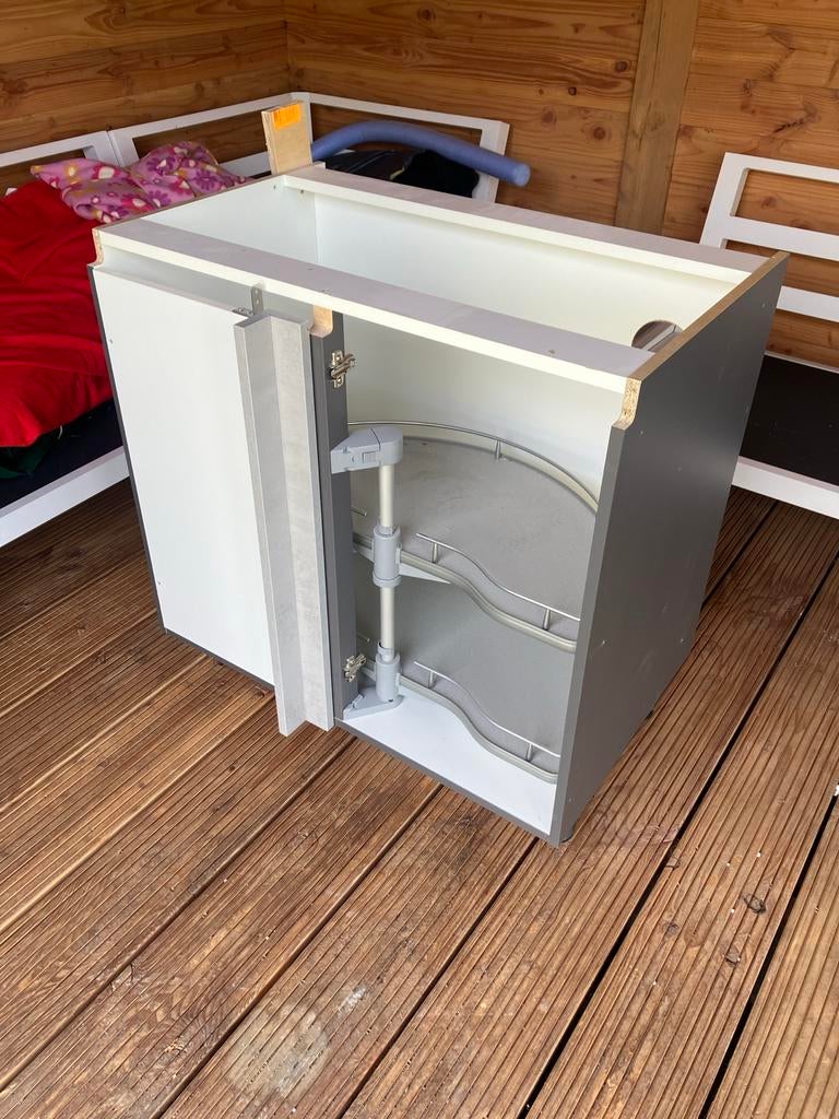 Hoek Keukenkast met draaiplateaus, Huis en Inrichting, Keuken | Keukenelementen, Ophalen, Gebruikt, Wit, 50 tot 100 cm