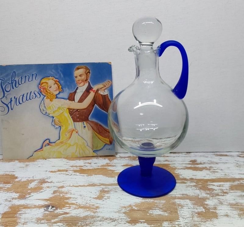 Empoli karaf op mat blauwe voet, Antiek en Kunst, Ophalen of Verzenden