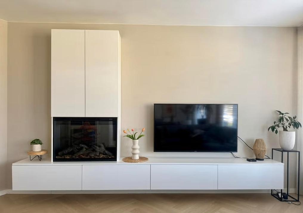 Wandmeubel / Televisiekast met elektrische haard, Huis en Inrichting, Kasten | Televisiemeubels, Zo goed als nieuw, 150 tot 200 cm