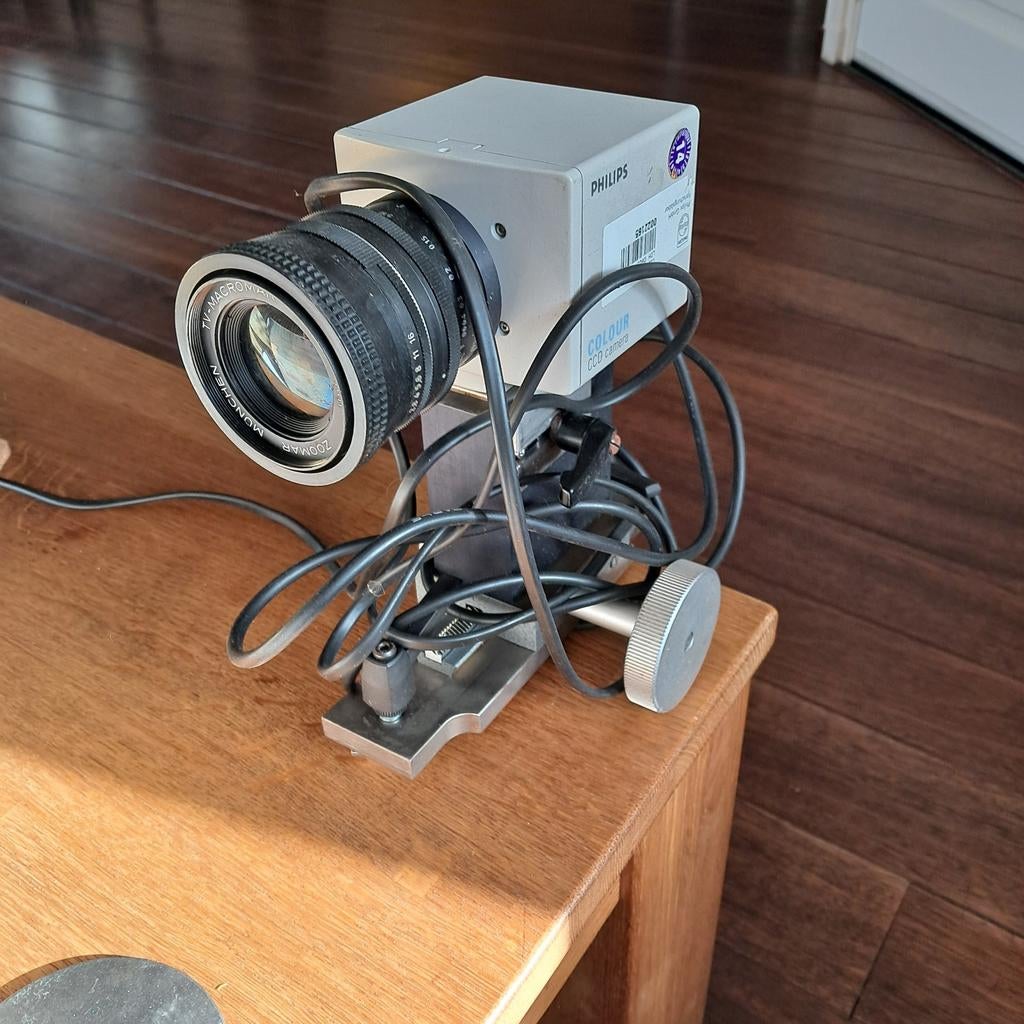 Vintage Philips Kleuren CCD Camera met Angenieux Lens, Gebruikt, Overige soorten, Ophalen of Verzenden, 8 tot 20x