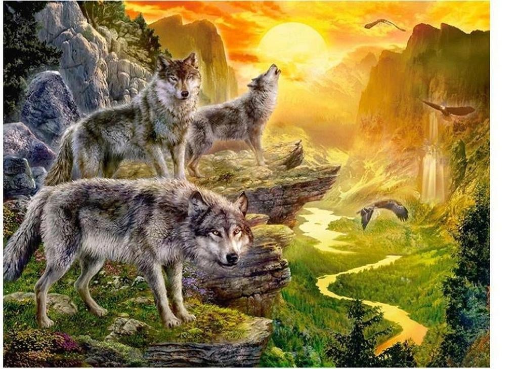 Diamond Painting - Wolven 40x50. Nieuw. Complete set, Ophalen of Verzenden, Nieuw