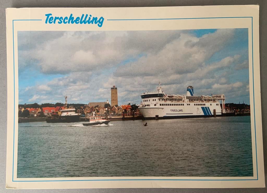 Terschelling, aankomst boot, Ophalen of Verzenden, 1960 tot 1980, Ongelopen, Waddeneilanden
