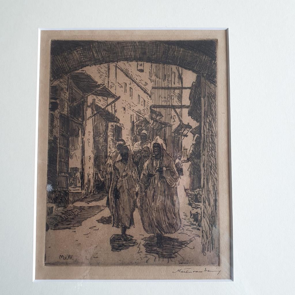 Martin van Waning. Fraaie ets Noord Afrika., Ophalen of Verzenden