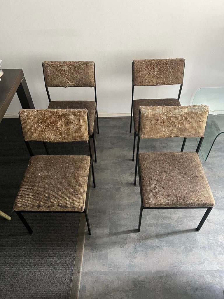 OPKNAPPERS !!!4 Pastoe eetkamerstoelen van Cees Braakman, Ophalen, Gebruikt, Bruin, Vier