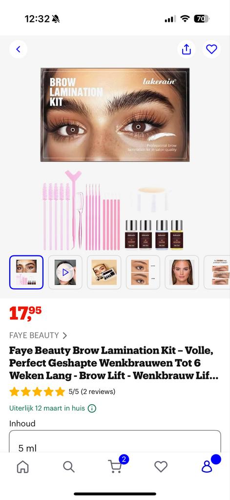 Nieuw! Faye Beauty Brow Lamination Kit - Wenkbrauw Lift, Nieuw, Ophalen of Verzenden, Make-up, Overige kleuren