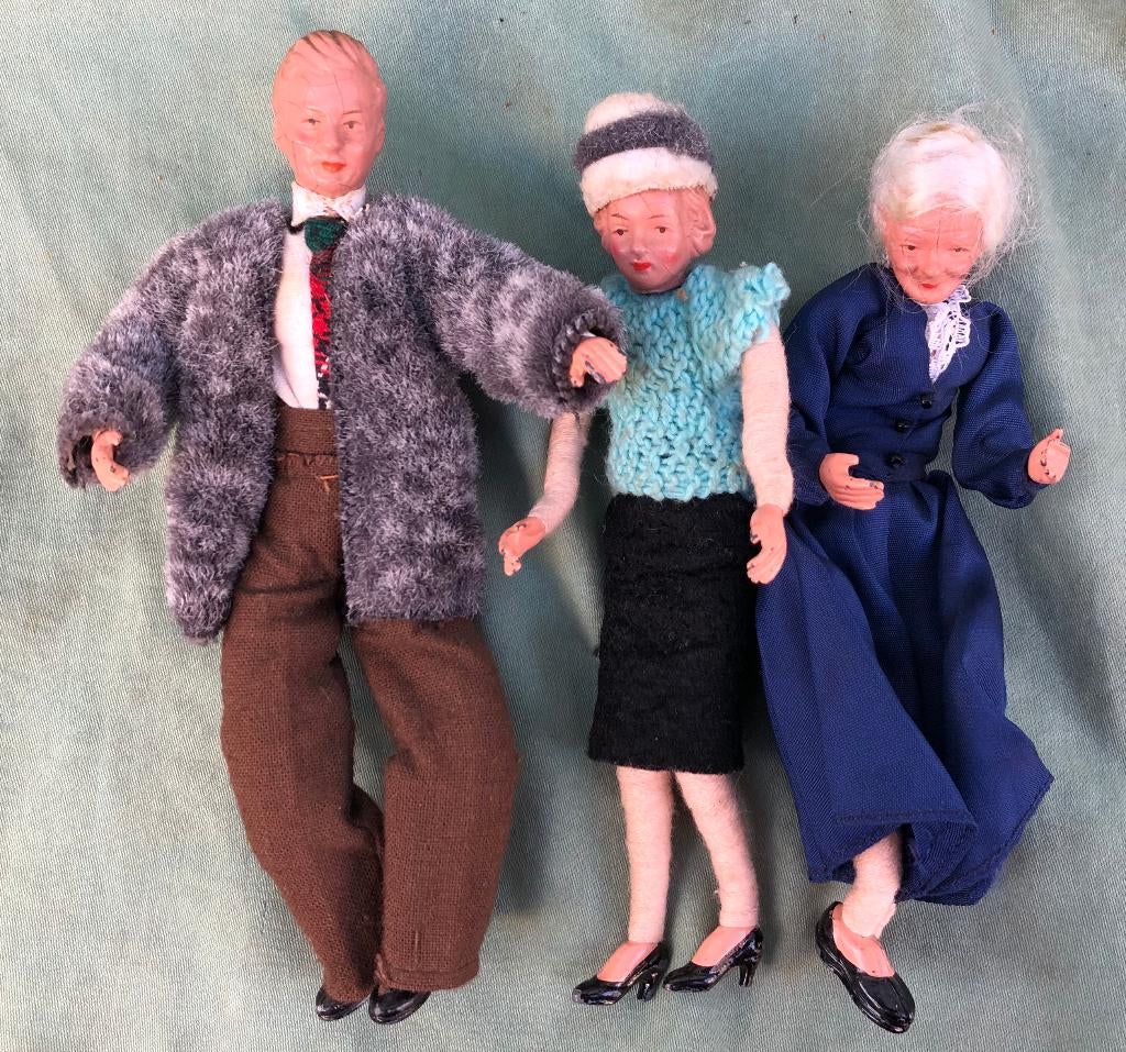 3 vintage poppetjes voor poppenhuis Caco, Antiek en Kunst, Ophalen of Verzenden