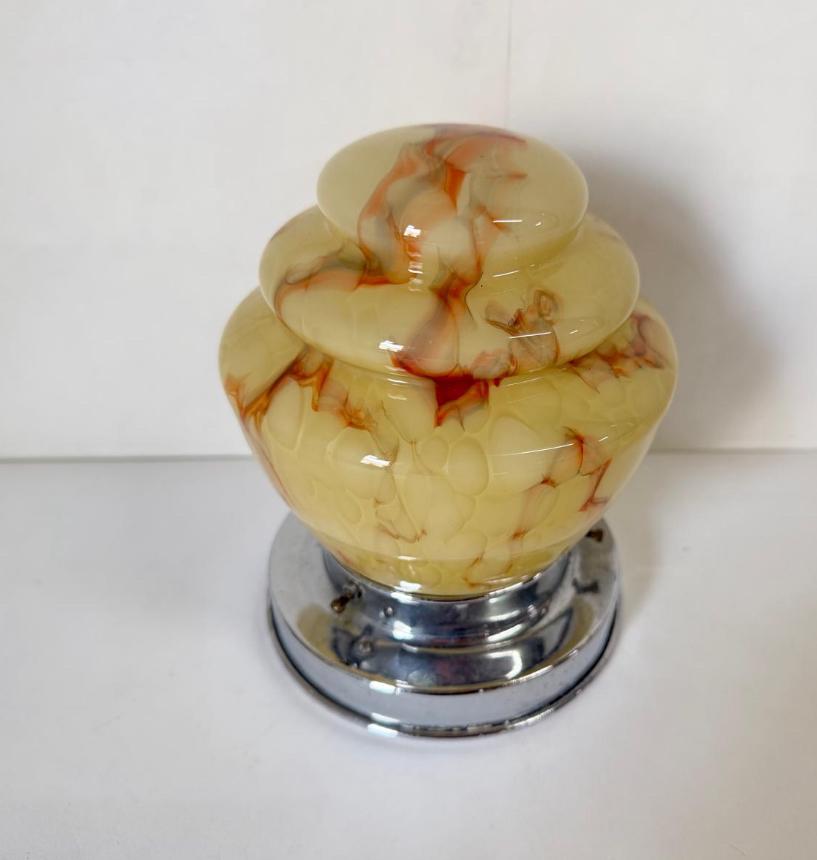 Vintage Art deco marmer plafondlamp getrapte kap jaren 30, Huis en Inrichting, Lampen | Plafondlampen, Ophalen of Verzenden, Zo goed als nieuw