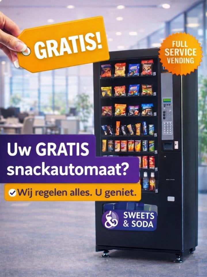 Gratis snoep & frisdrank automaat op u locatie?, Ophalen, Zonder vriesvak, 200 liter of meer, 60 cm of meer
