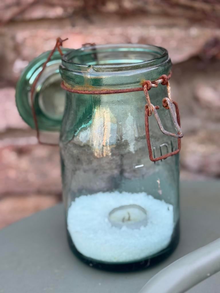 Groene glazen franse weckpot, Antiek en Kunst, Antiek | Glas en Kristal, Ophalen of Verzenden