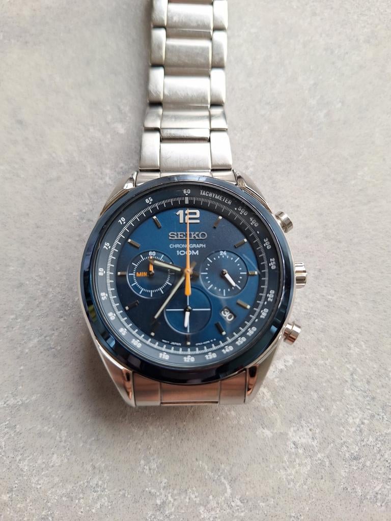 Seiko Chronograph, Sieraden, Tassen en Uiterlijk, Horloges | Heren, Ophalen, Gebruikt, Staal, Seiko