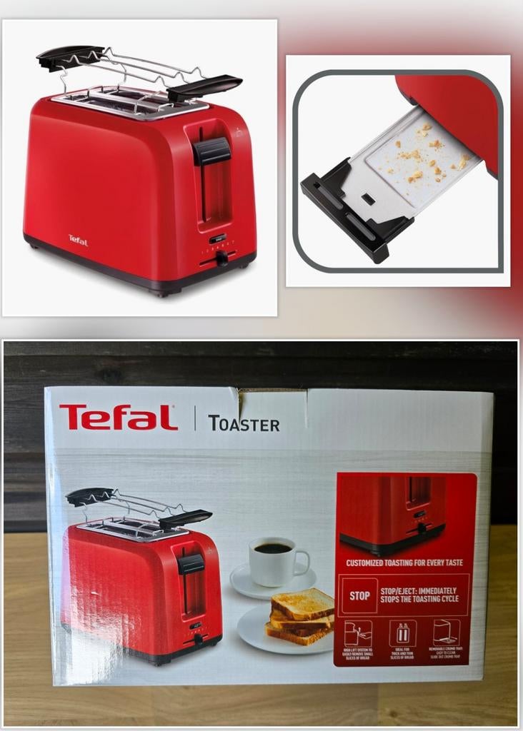 Tefal broodrooster rood, Ophalen of Verzenden, Nieuw
