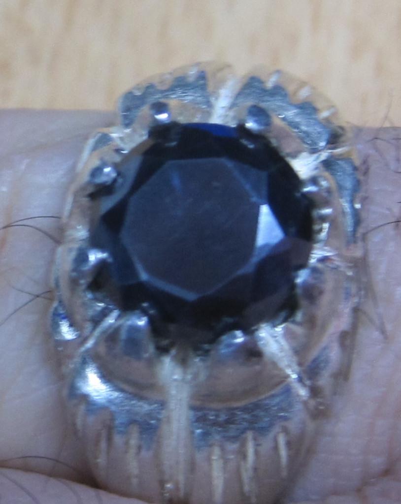 Moissanite diamant 4 krt zwart moissanite zilver ring M 19,5, Ophalen, 19 tot 20, Zwart, Zo goed als nieuw