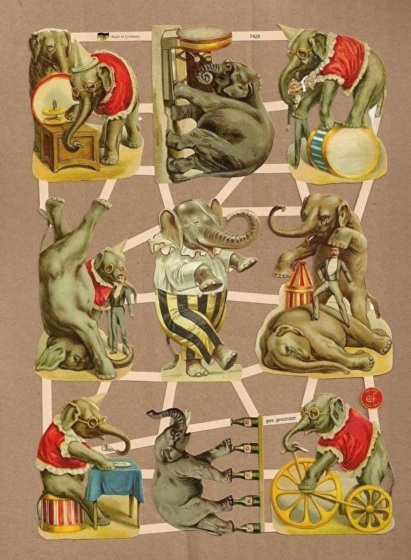 Olifanten Circus poezieplaatjes 7428, Ophalen of Verzenden