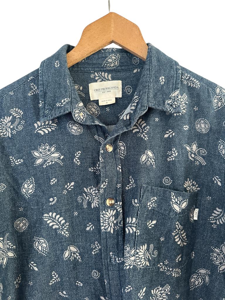 Obey overhemd S, Blauw, Ophalen of Verzenden, Zo goed als nieuw