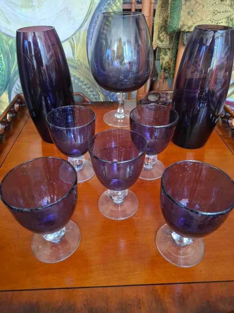 Vazen, bokaal, glazen., Ophalen of Verzenden, Overige kleuren, Glas, Minder dan 50 cm