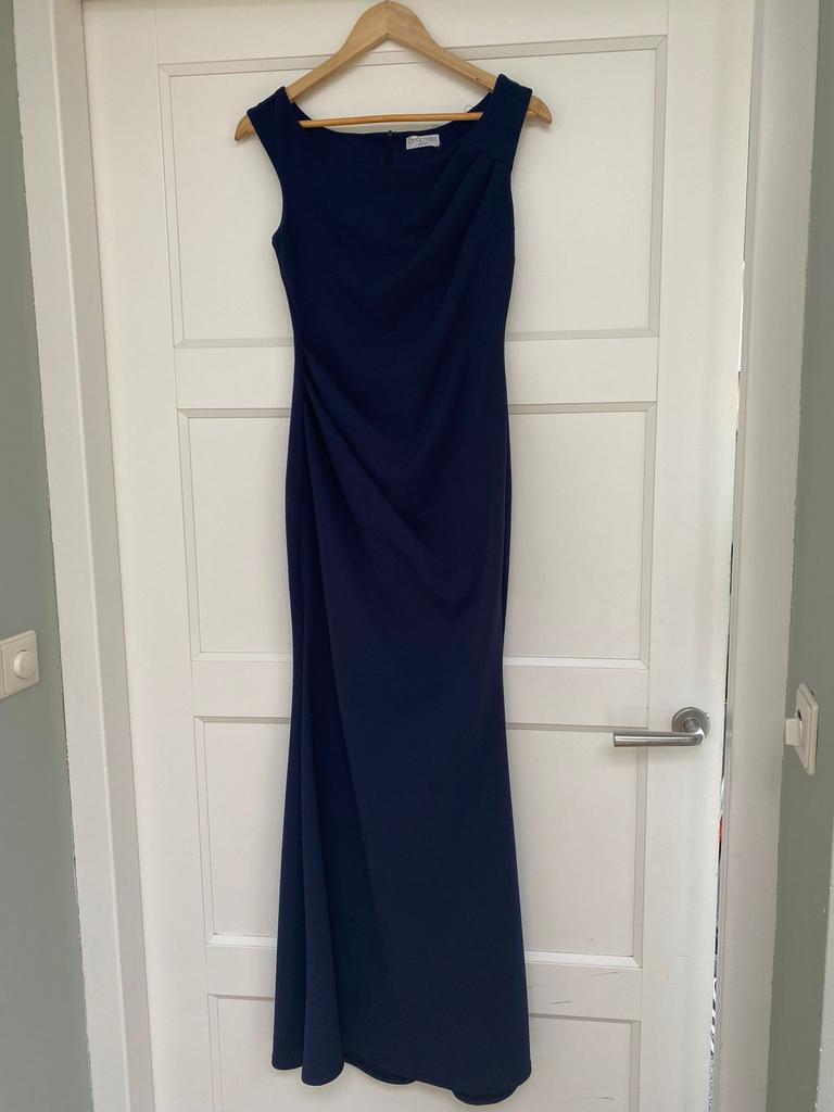 Gala jurk donkerblauw maat 36/38, Ophalen, Galajurk, Blauw, Zo goed als nieuw