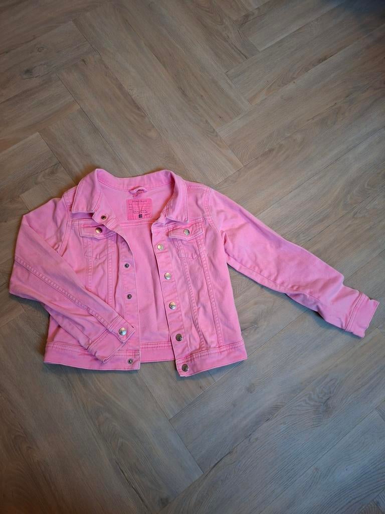 Zuurstokroze spijkerjasje Hema (maat 134-140), Meisje, Ophalen of Verzenden, Zo goed als nieuw, Hema