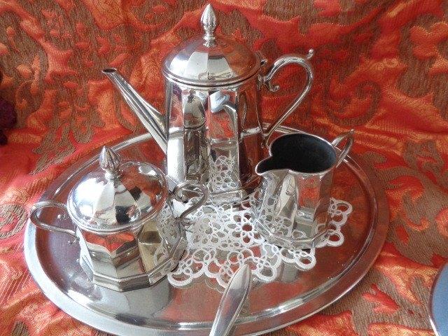 verzilverde koffie set, Ophalen of Verzenden