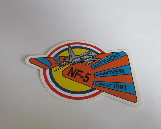 NF-5 sticker laatste vlucht Eindhoven 1991, Verzenden, Luchtmacht, Nederland, Overige typen