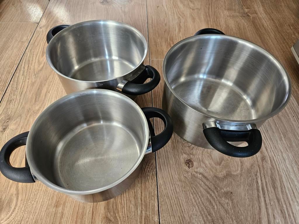 BK pannen 3 stuks, Ophalen, Rvs, Pannenset