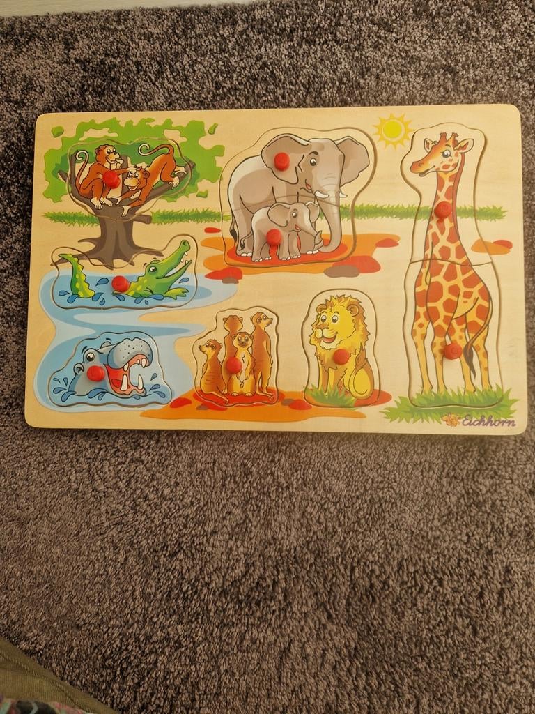 Leuke kinderpuzzel met safaridieren, 2 tot 4 jaar, Gebruikt, 10 tot 50 stukjes, Ophalen of Verzenden