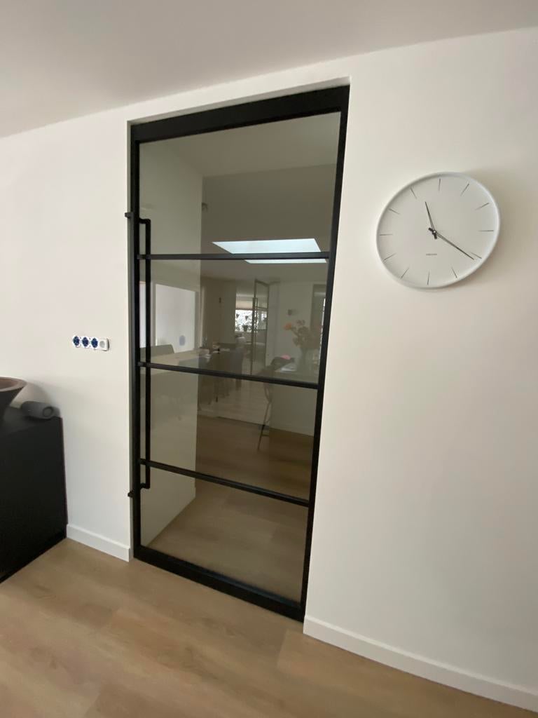 Zwarte houten taatsdeur van SKANTRAE, Doe-het-zelf en Verbouw, Deuren en Horren, 215 cm of meer, Binnendeur, Nieuw, Glas