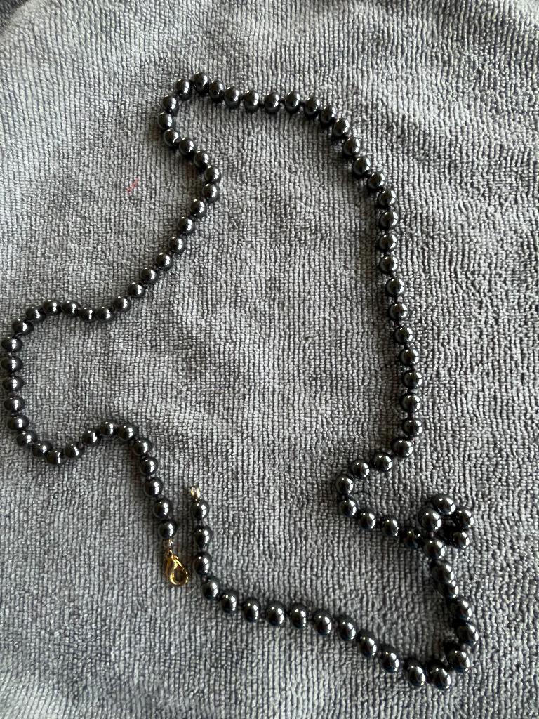 Parelsnoer zwart, Sieraden, Tassen en Uiterlijk, Kettingen, Verzenden, Gebruikt, Zwart, Overige materialen