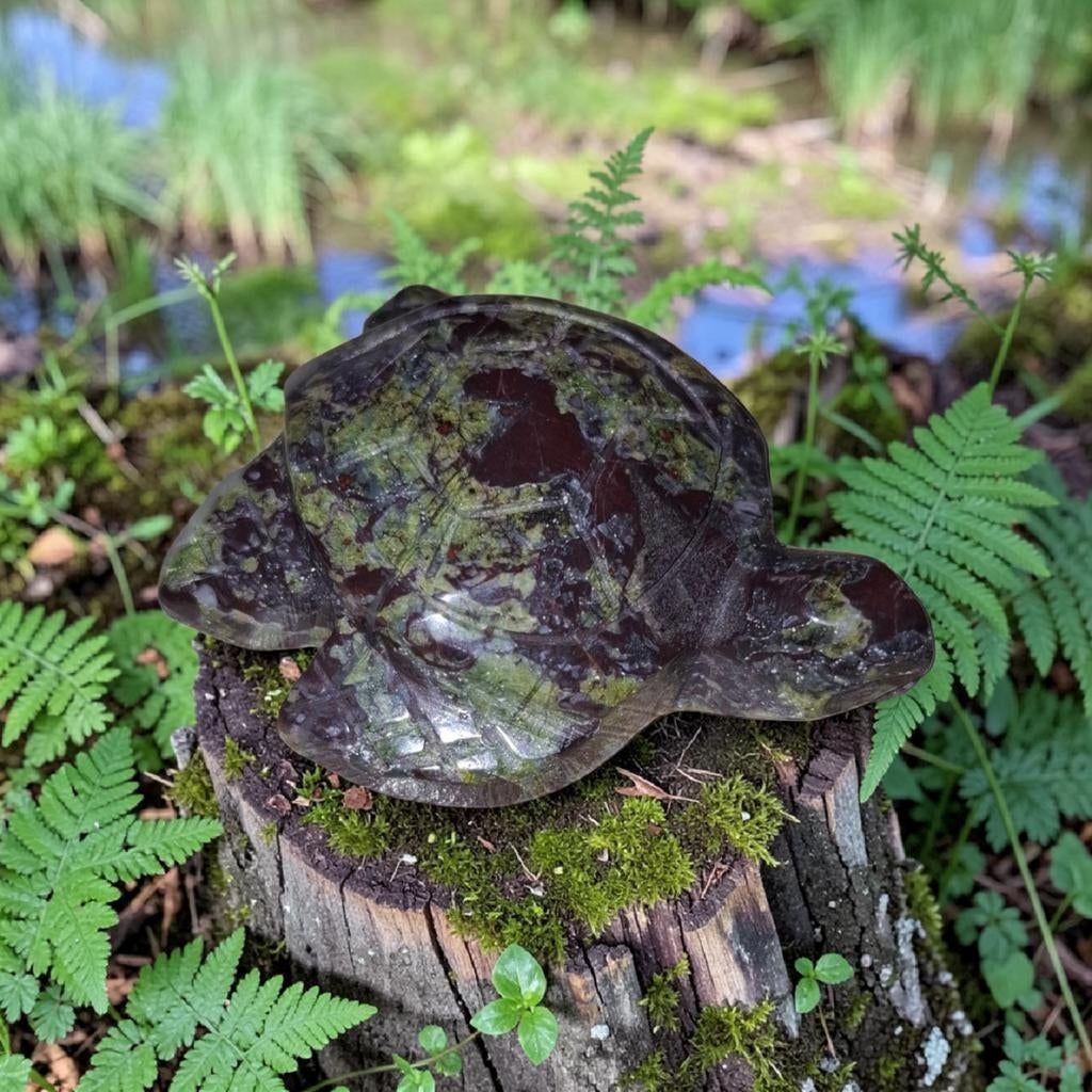 Drakenbloed Jaspis schildpad, Ophalen of Verzenden, Mineraal