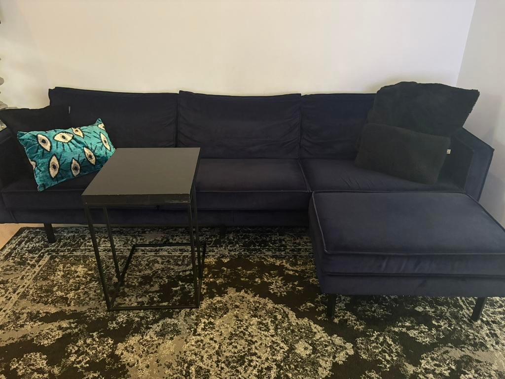 Bank incl poef (gekocht bij flinders), Huis en Inrichting, Ophalen, Gebruikt, Stof