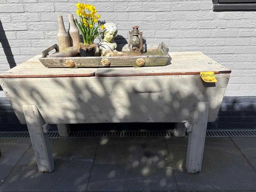 Grote oude houten Trog op poten/brocante of plantenbak, Rond, Ophalen of Verzenden, Zo goed als nieuw, Tuin