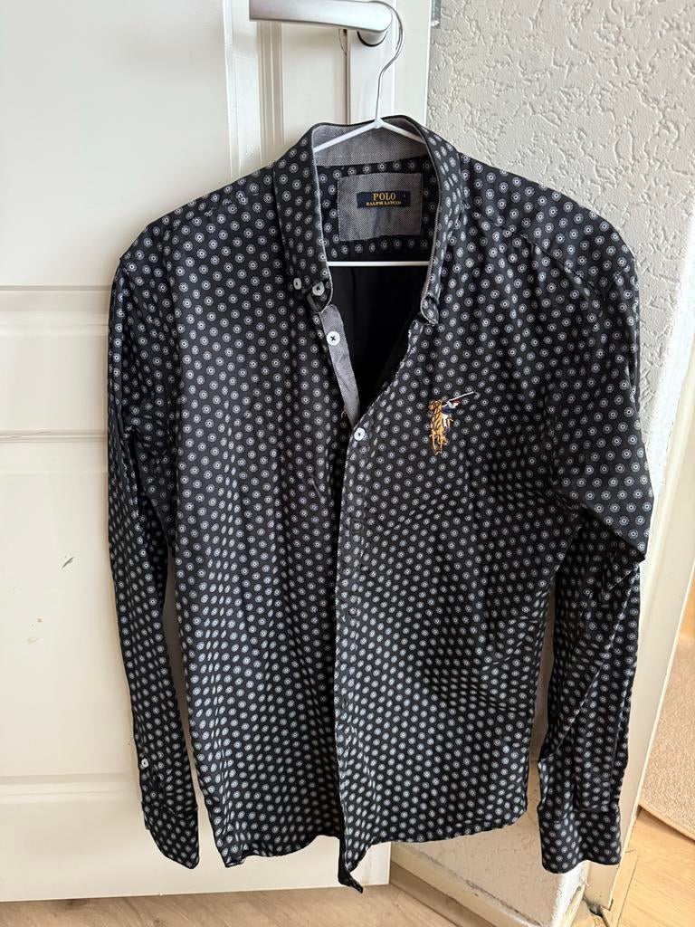 Polo Ralph Lauren overhemd met patroon, Kleding | Heren, Ophalen of Verzenden, Gedragen, Zwart, Overige halswijdtes