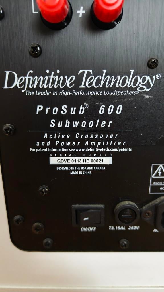 Definitive Technology ProSub 600 Subwoofer, Audio, Tv en Foto, Luidsprekers, Overige merken, Gebruikt, Subwoofer, Ophalen of Verzenden