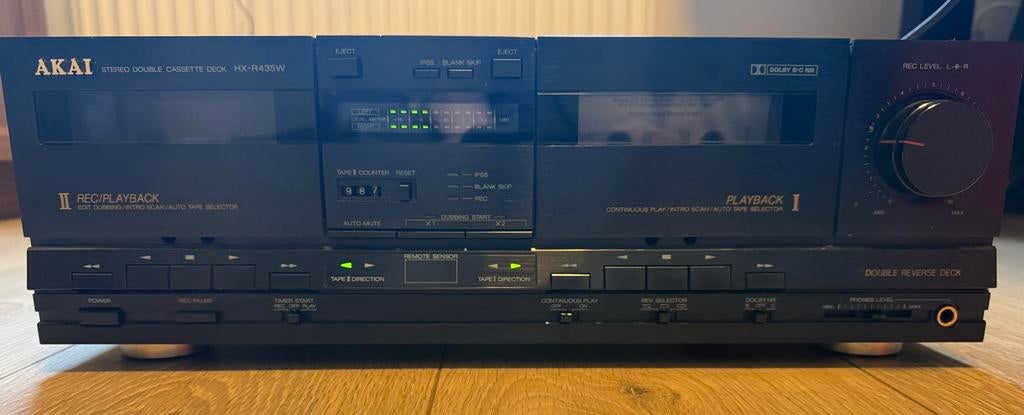 Akai HX-R435W Dubbel Cassettedeck, Audio, Tv en Foto, Cassettedecks, Ophalen of Verzenden, Dubbel, Akai, Auto-reverse