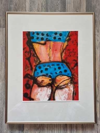 herman brood -bikini girl ingelijst, Huis en Inrichting, Ophalen of Verzenden, Minder dan 50 cm, Schilderij, Minder dan 50 cm