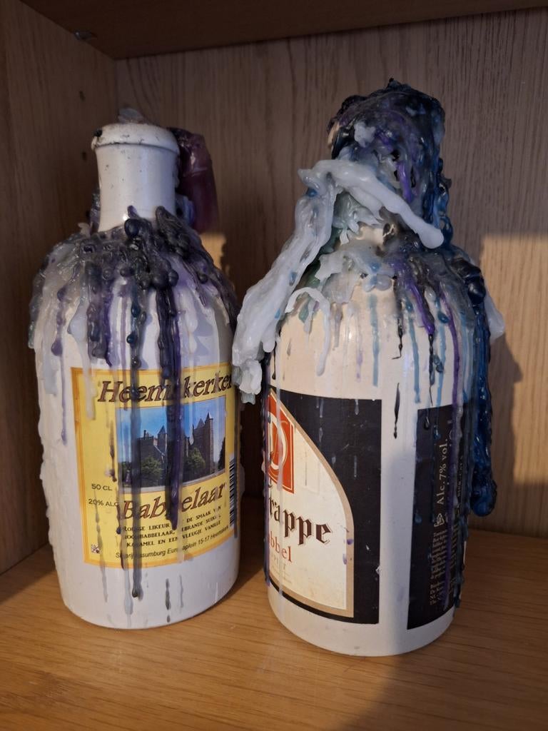 Decoratieve flessen met kaarsvet, Ophalen, Overige materialen, Gebruikt, Overige kleuren