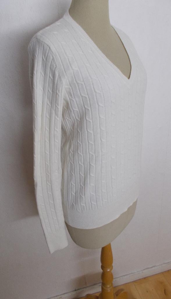 Beige stretch 85% lambswool kabel trui van Gant! L, Verzenden, Zo goed als nieuw, Maat 42/44 (L), Beige