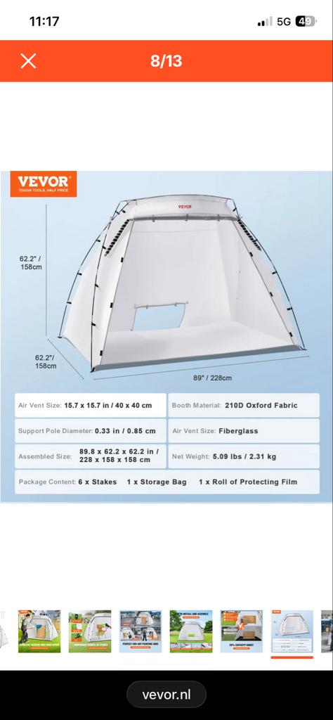 Vevor draagbare spuitcabine, Ophalen of Verzenden, Nieuw, Overige typen