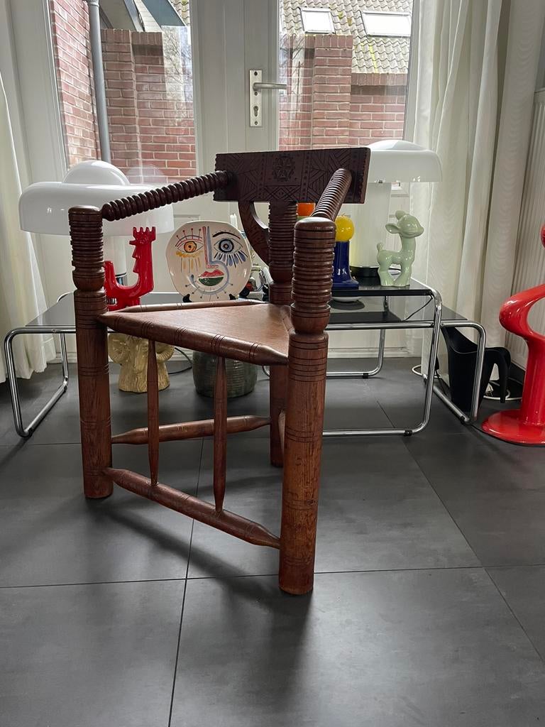 Art deco design vintage Monk chair brutalist, Huis en Inrichting, Stoelen, Ophalen, Gebruikt, Eén