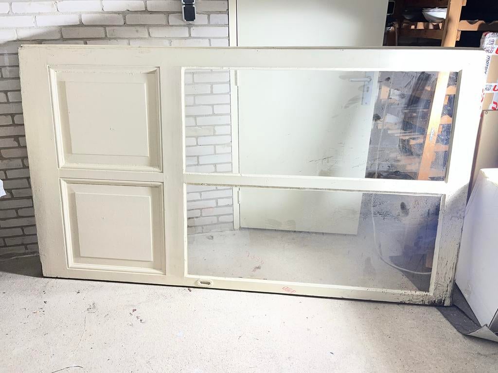 Antieke en-suite schuifdeur met glas (ca. 1895), Ophalen, Gebruikt, Binnendeur, Schuifdeur